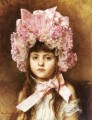 ピンクのボンネットの少女の肖像画 アレクセイ・ハラモフ